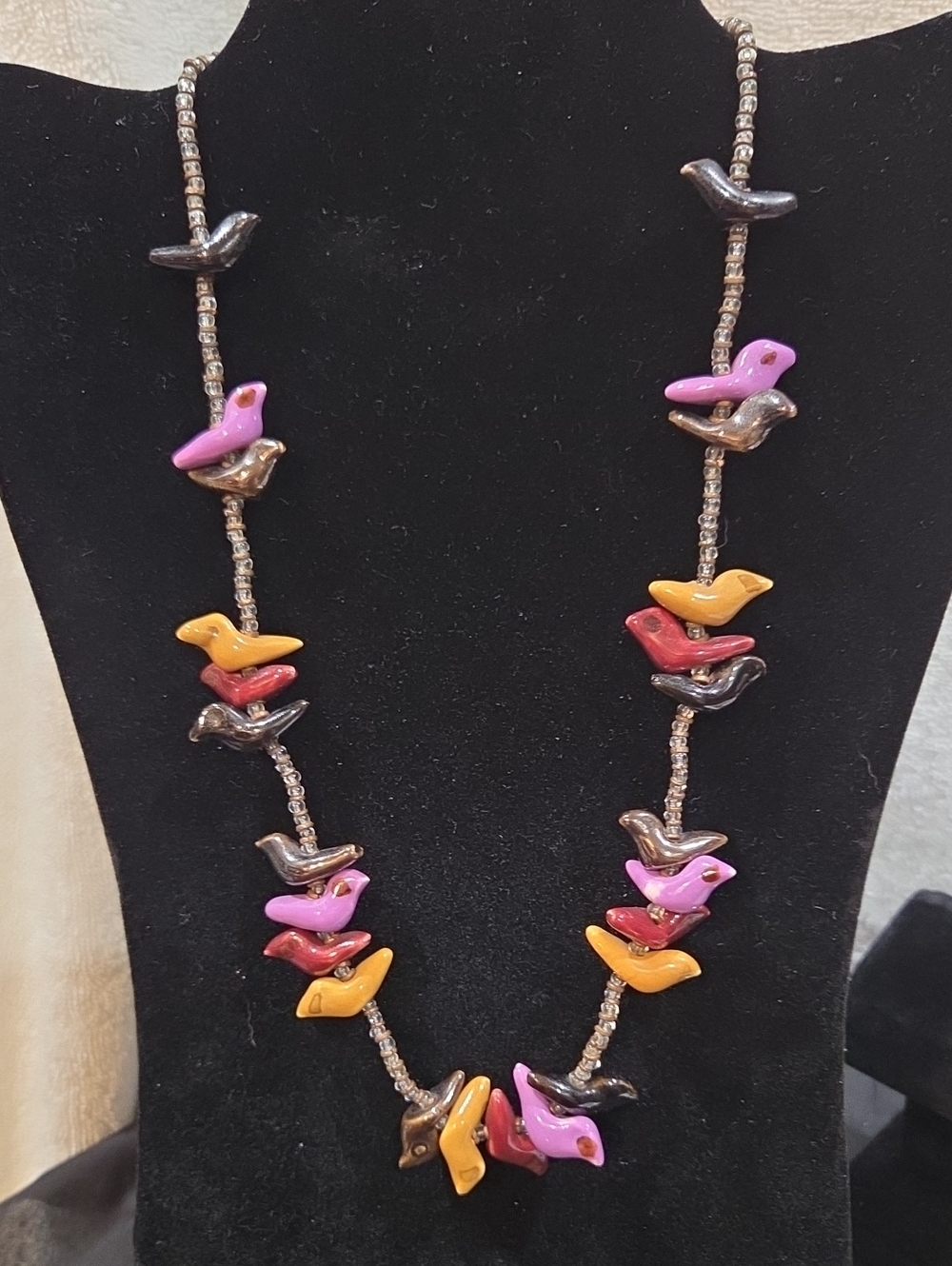 Colorful Bird Bead Necklace - Multicolor